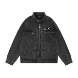 Men Fleece Lined Hoodie Spring and Autumn Denim Jacket Men Vibe Washed and Worn Denim Jacket