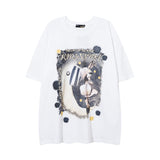 Men T Shirt Cartoon Graffiti Printing Short-Sleeved T-shirt Casual All-Matching Men and Women