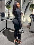 Women Jumpsuit Sports Slim-Fitting Long-Sleeve Zipper Jumpsuit Women