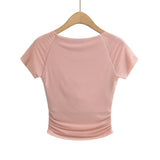 Women T-Shirt Stitching Mesh Short Sleeve T-shirt Women's Short Top
