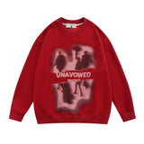 Men Hoodie Figure Printed Crew Neck Sweatshirt Loose Long Sleeve Pullover Casual Top Autumn