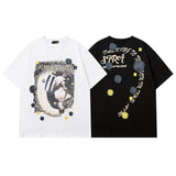 Men T Shirt Cartoon Graffiti Printing Short-Sleeved T-shirt Casual All-Matching Men and Women