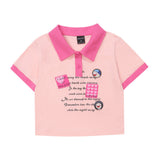Women T-shirt Polo Collar Short T-shirt Girls Summer Short-Sleeved Top