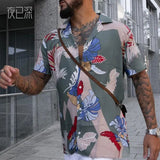 Men Shirt Summer Menswear Printed Short Sleeve Shirt