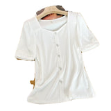 Women T-Shirt Short-Sleeved T-shirt Women's Summer Retro T-shirt Top