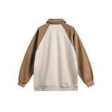 Unisex Hoodie Vintage Printed Corduroy Patchwork Sweater Baggy Coat