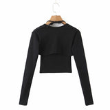 Women T-Shirt Vest Long Sleeve Short Top Women
