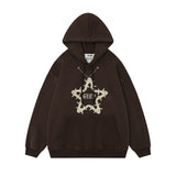 Men Hoodie Five-Pointed Star Embroidered Sweater Men's Long Sleeve Loose