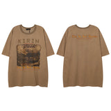 Men T Shirt Vintage Old Wash Couple Short Sleeve T-shirt Men and Women