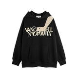 Men Hoodie Retro Figure Patch Decoration Hooded Sweater