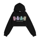 Women Hoodie Letters Cropped Hoodie Girls Spring and Autumn Long Sleeve
