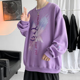 Men Hoodie Sweater Men Hong Kong Style Trendy Brand Loose Graffiti Crew Neck Coat