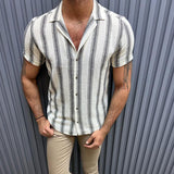 Men Shirt Fashion Casual Striped Loose