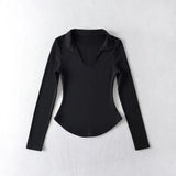 Women T-Shirt Solid Color T-shirt Women's Spring Slim-Fit Long-Sleeved Bottoming Shirt Top