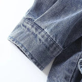 Women T-Shirt 2 Vintage Distressed Oversize Casual Denim Jacket Coat for Women