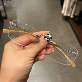 CHH Chrome Hearts Glasses Frame Pure Titanium Ultra Light Frameless Perforated Business Myopia Frame