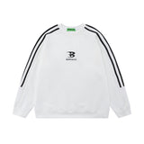 Men Hoodie round Neck Sweater Men's Long Sleeve Striped Stitching Sports Spring and Autumn