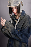 Unisex Jacket Autumn Washed Gradient Denim Coat for Women