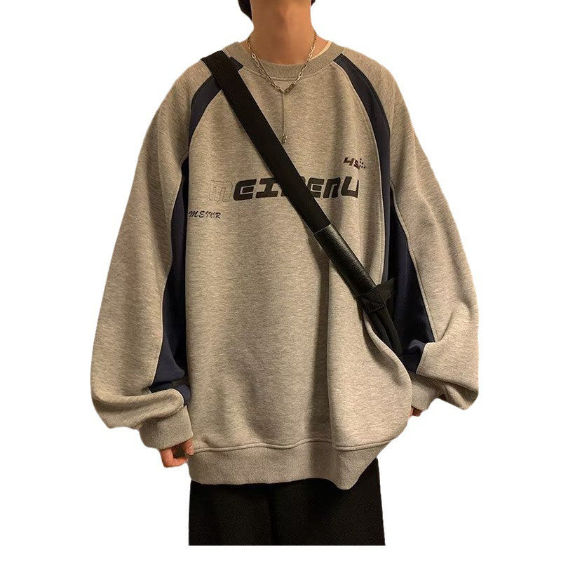 Men Hoodie round Neck Sweater Men's Spring and Autumn Loose