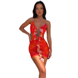 Women Dresses Backless Vacation Style Suspender Skirt Sexy Cutout Dress