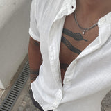 Men Shirt Men's Cotton Linen Solid Color Shirt Solid Color Long Sleeve Shirt