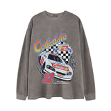 Men Long Sleeve Shirt Vintage Vintage Racing Printing Casual Long Sleeve T-shirt Men and Women Loose