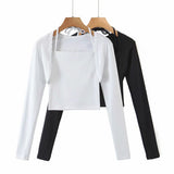 Women T-Shirt Vest Long Sleeve Short Top Women