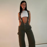 Women Cargo Pants Denim Suspender Pants Women's Loose Casual