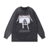 Men Long Sleeve Shirt Vintage Washed and Worn Long Sleeve T-shirt Men and Women Couple's Tops