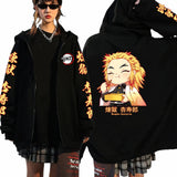 Men Women Anime Zip Hoodie Demon Slayer Graphic Print