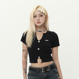 Women Sweater Short Sleeve Knitwear T-shirt Slim-Fit Crop-Top