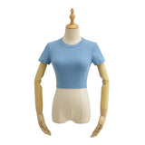 Women T-Shirt round Neck Elegant Ultra Short Short Sleeve T-shirt