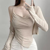 Women Long Sleeve Shirt with Slant-Cut Bottom Long Sleeves Cardigan Jacket
