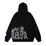 Men Hoodie Line Figure Printed Hoodie Loose Autumn and Winter Pullover Hoodie