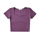 Women T-Shirt Short-Sleeved T-shirt Spring and Summer Solid Color Short Top