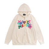 Men Hoodie Patch Letter Hooded Jacket Boys