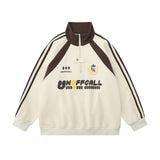 Men Hoodie Mixed Color Stripe Raglan Sleeve Stand Collar Sweater