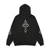 Men Hoodie Rhinestone Letter Hooded Cardigan Sweater