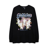 Men Long Sleeve Shirt Dopamine Cartoon Printed Lovers Wild Long Sleeve T-shirt for Men and Women