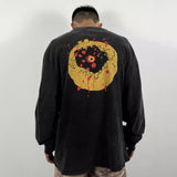 Men T-shirts "Broken Smiley Face" Pattern Printed T-Shirt Old Washed Vintage Long Sleeves