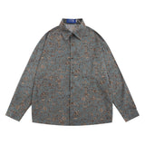 Men Long Sleeved T Shirt Men's Loose Casual Retro Spring and Autumn Lapel Long Sleeve Shirt
