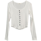 Women Long Sleeve Shirt Cardigan U-Neck Long-Sleeved Top Bottoming Shirt Tight Autumn