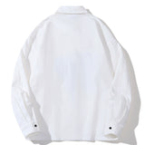 Men Long Sleeve T Shirt Ins Printed Long Sleeve Shirt Trendy Loose Lapels Shirt