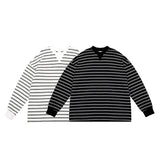 Unisex Hoodie Trendy round Neck Sweater Male Black and White Striped Loose Long Sleeve