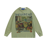 Men Hoodie Fruit Printed Crew Neck Sweatshirt Men