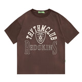 Men's T Shirt Letter Print Short-Sleeve T-shirt Men's and Women's Retro Loose round Neck