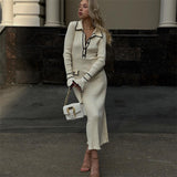 Women Sweater Dress Knitted Dress Fall/Winter Sweater Dress Lapel Tight