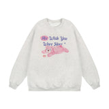 Men Hoodie Autumn and Winter round Neck Sweater Bear Printed Casual Long Sleeve Pullover Loose
