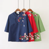 Women T-Shirt Spring/Summer Chinese Knot Button Top