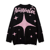Men Long Sleeve Shirt Gothic Vintage Knitted Jacket Men's and Women's Couple Sweater Cardigan
